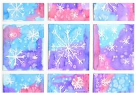 Salt and watercolor snowflake art