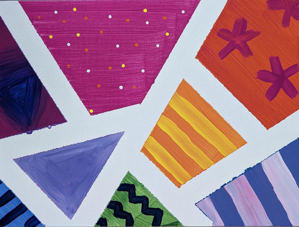 Canvas painted with geometric designs